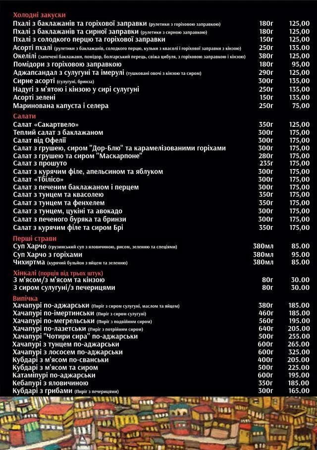 Меню - холодністрави, закуски